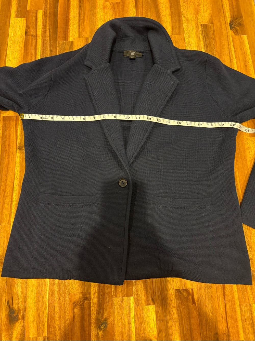 J. Crew Cropped Single-Button Sweater Blazer Knit Cotton Navy Blue Medium - Picture 10 of 14